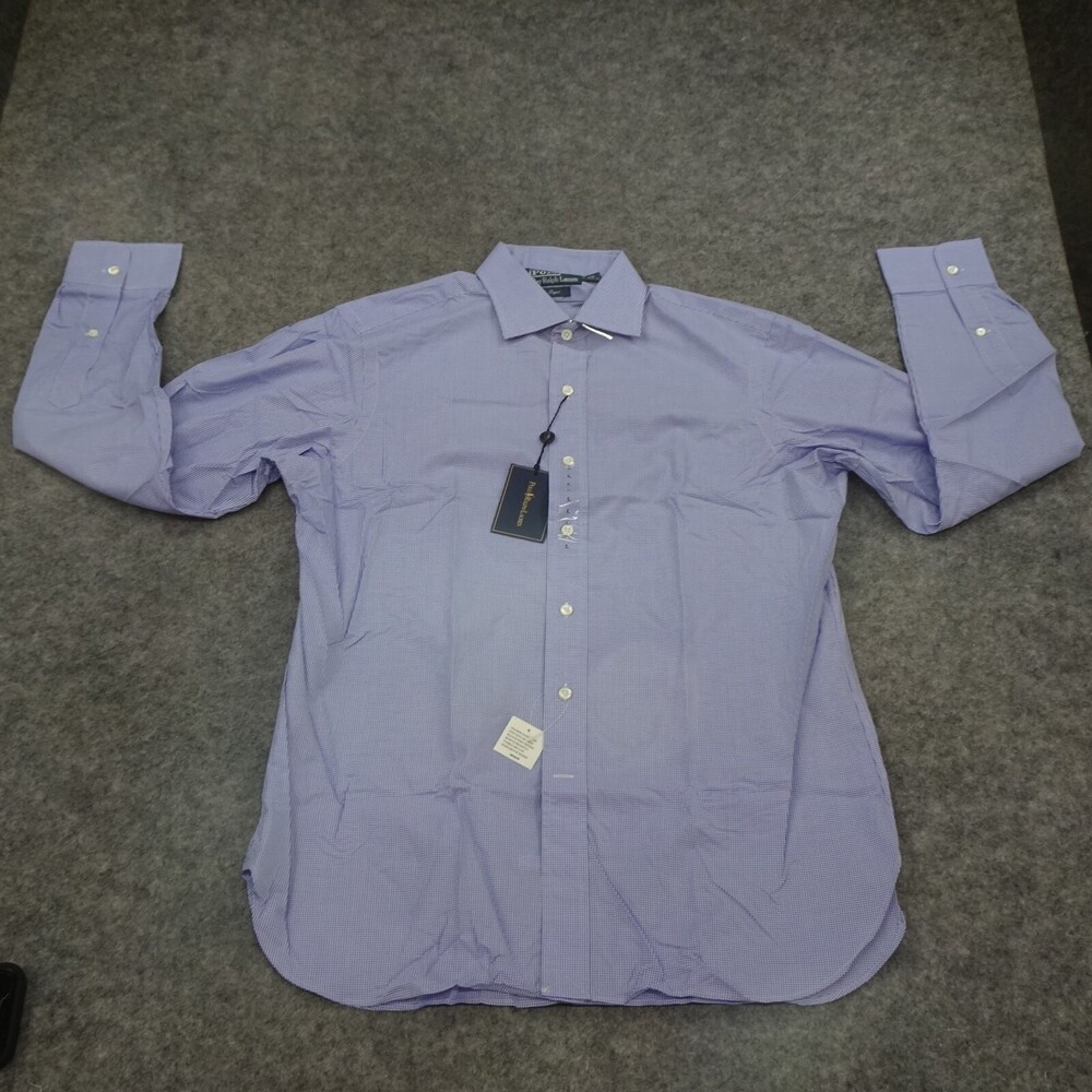 Polo Ralph Lauren Button Up Shirt Mens 16 40 41 Blue White Regent Fit Dress L